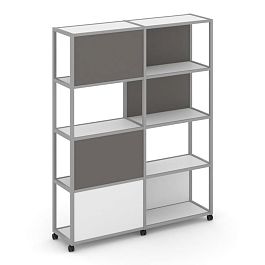 Shelf Mobile Стеллаж 5 уровней 2 секции VR.LT-STK-515.08 Белый Бриллиант/Металл Серый/W-26 1570*400*2000 - Фото предпросмотра