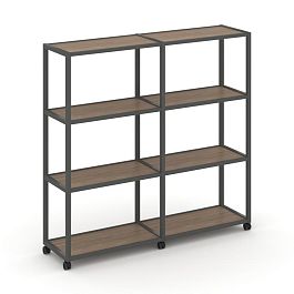 Shelf Mobile Стеллаж 4 уровня 2 секции VR.LT-STK-411.10 Дуб Аризона/Металл Антрацит 1970*400*1523 - Фото предпросмотра