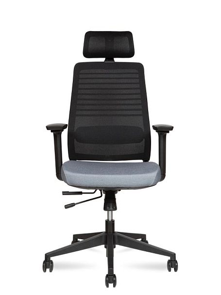 Кресло офисное / Case / черный пластик / серая ткань / черная сетка - Вид 2