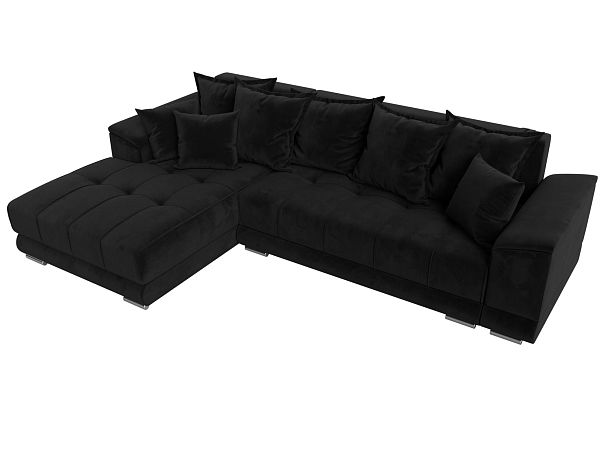 Угловой диван НордСтар левый угол Велюр черный - Вид 6