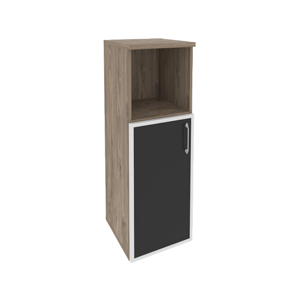 Onix Шкаф средний узкий левый O.SU-2.2 R (L) black Тиквуд темный/Стекло black 400*420*1207 - Вид 1