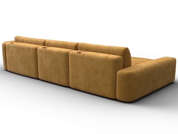 Диван угловой Лига-066 НПБ Лонг угол левый Велюр желтый - Вид 5