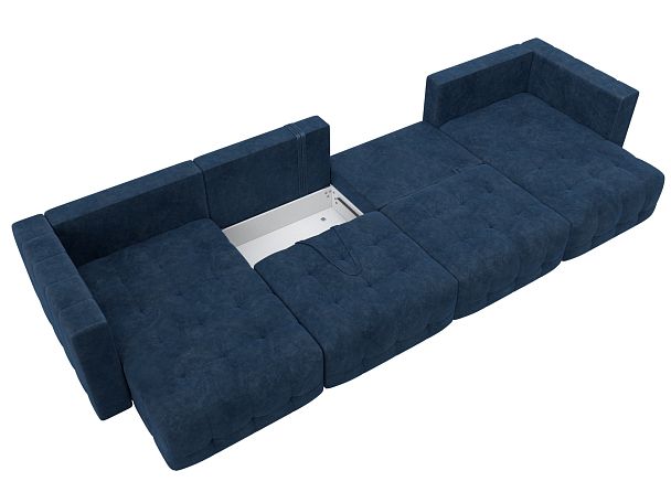 Диван П-образный Лига-052 НПБ Лонг Велюр синий - Вид 8