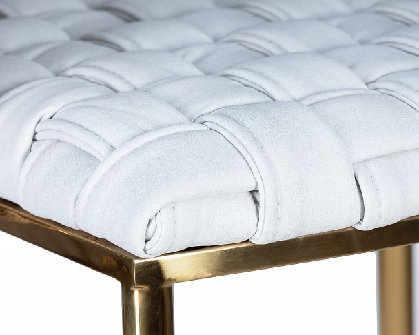 Стул барный DOBRIN EMMA GOLD (белый PU (T-01), белая ткань (F-49)) - Вид 7