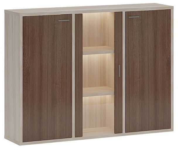 Тумба-витрина Домино СУ(ш3в1)+2ФГ+1ФС Карамель/Шамони - Вид 1