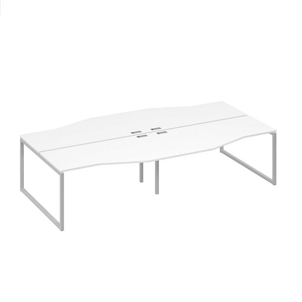 Рабочая станция (4х160) столы Техно каркас QUATTRO металл A4 А4 Б4 191-2 БП белый премиум / металлокаркас серый - Вид 1