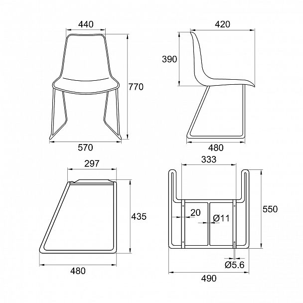 Стул Venezia (пруток) каркас хром, зеленый, стопируемый - Вид 6