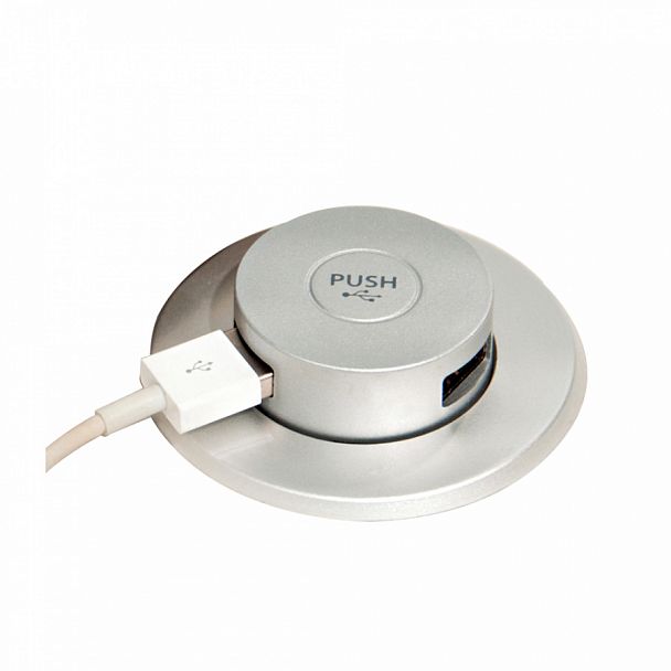 Встраиваемое зарядное устройство "Аксессуары для столов и станций" ПК-АСС-РЗ/ВЗУ-В1-65 металлик - Вид 1