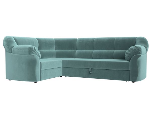 Диван угловой Карнелла левый (полностью Велюр бирюзовый) - Вид 1