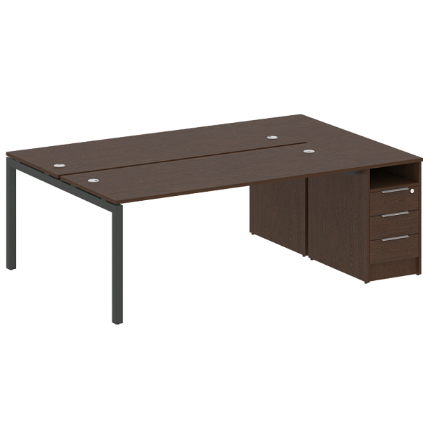 Metal System Quattro Р. ст. с тумбой на П-образном м/к 50БП.РС-СТП-2.5 Венге/Антрацит металл 2212*1475*750 - Вид 1