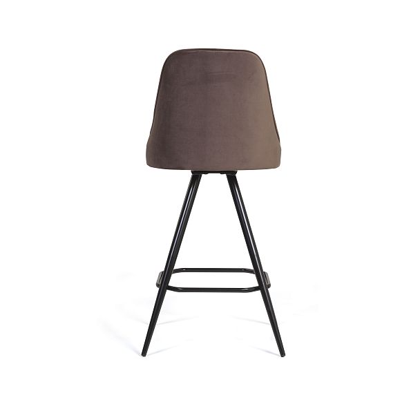 Стул барный Oliver поворотный 360 градусов, бархат коричневый 12/ чёрный конус - Вид 6