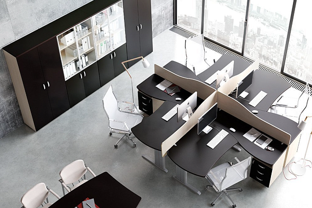 Стеллаж закрытый L,R Берлин Береза Майнау/Серый Ш32-45(L/R) - Вид 4