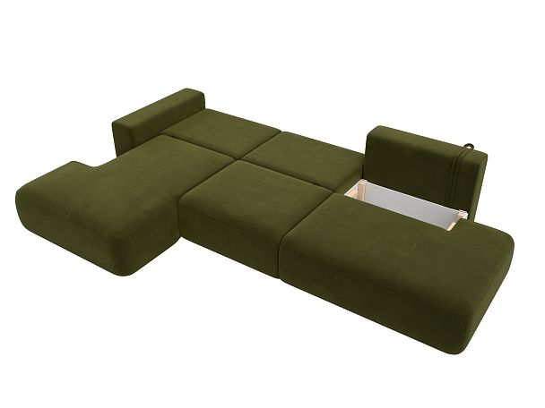 Диван угловой Лига-036 Модерн Лонг левый угол Микровельвет зеленый - Вид 9