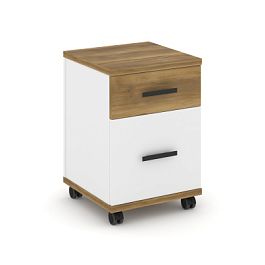 Concept Тумба мобильная 1 ящ.+1 распаш. фасад CN.TUM-009 B Сандал Янтарный/Белый Бриллиант/Металл Черный 420*420*615 - Фото предпросмотра