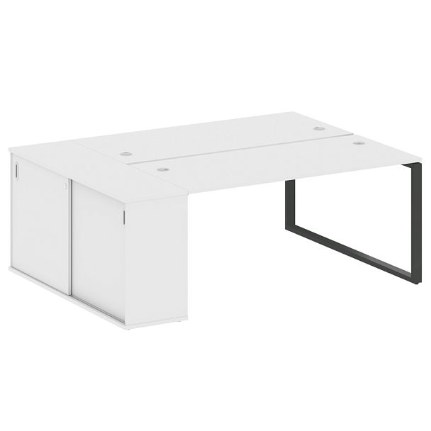 Metal System Р. ст. с шкафом-купе на О-образном м/к БО.РС-СШК-1.4 Т Белый/Антрацит металл 2010*1475*750 - Вид 1