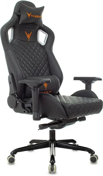Кресло игровое Knight TITAN черный ромбик экокожа с подголов. крестов. металл - Вид 1