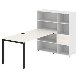 Стол-стеллаж EURST 1217 Ясень Траун/Черный/Белый 2190х1250х1355 EDIS - Фото предпросмотра