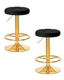 Набор 2 шт Табурет барный DOBRIN BRUNO GOLD (черный велюр (MJ9-101)) - Фото предпросмотра
