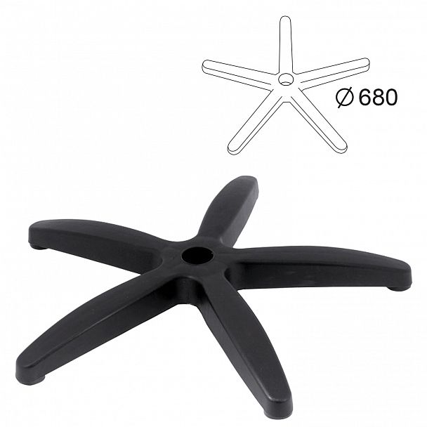 Пятилучие для кресла, нагрузка до 120 кг, диаметр 680 мм, пластиковое - Вид 2