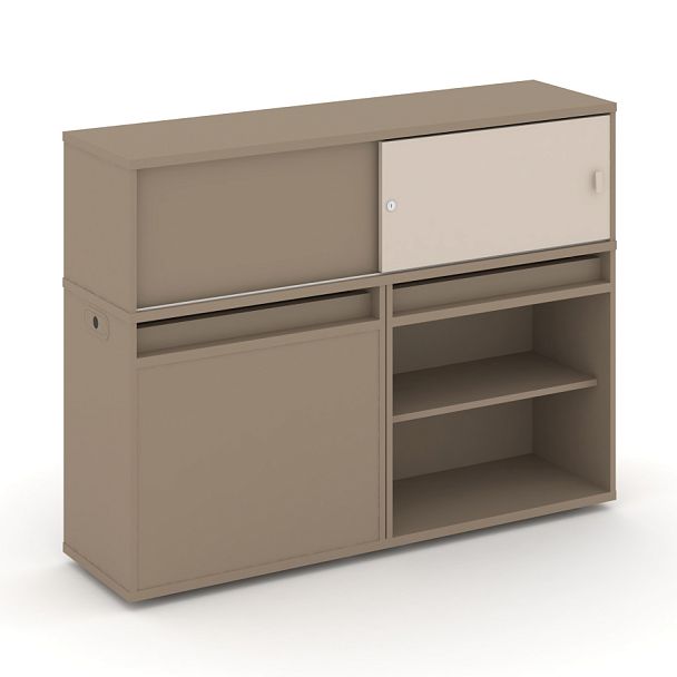 Estetica Набор №13. Тумба двойная+низкая надставка ES.NB.2N-13 Латте/Капучино 1500*410*1135 - Вид 1