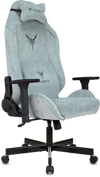 Кресло игровое Knight N1 Fabric серо-голубой Light-28 с подголов. крестов. металл - Вид 1