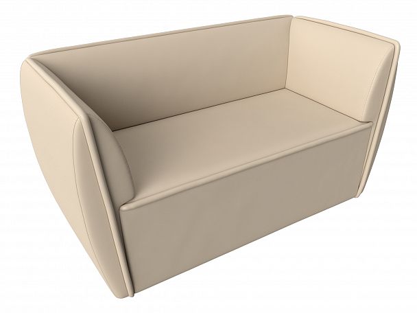 Прямой диван Бергамо 2-х местный (полностью экокожа бежевая) - Вид 5