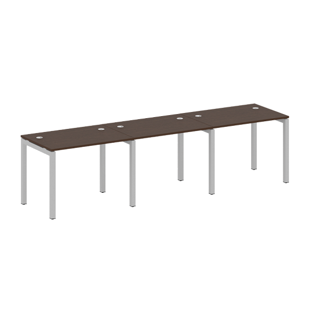 Metal System Quattro Р. ст. на 3 раб. места на П-образном м/к 50БП.СМ-3.1 Венге/Серый металл 3000*720*750 - Вид 1