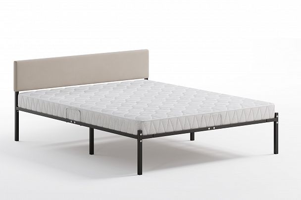 Кровать  металлическая Лофт КОМПАКТ с мягкой спинкой 1600*2000, цвет кровати черный, мягкая спинка светлая - Вид 2