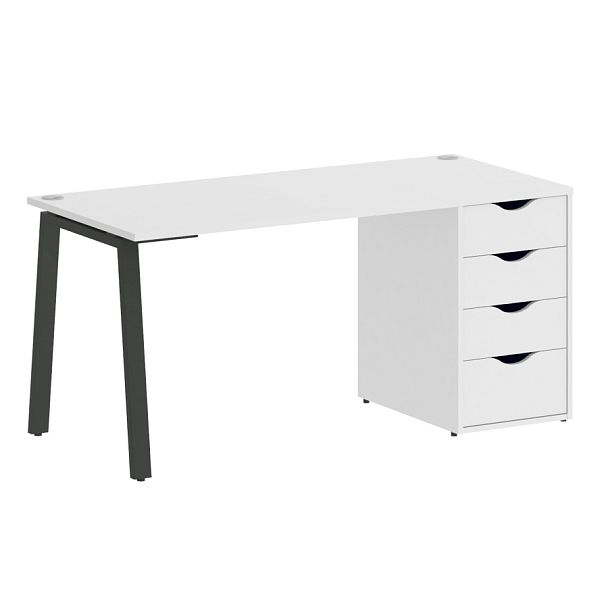 Home Office Стол письменный VR.SP-3-158.4.A Белый бриллиант/Антрацит металл 1580*720*750 - Вид 1