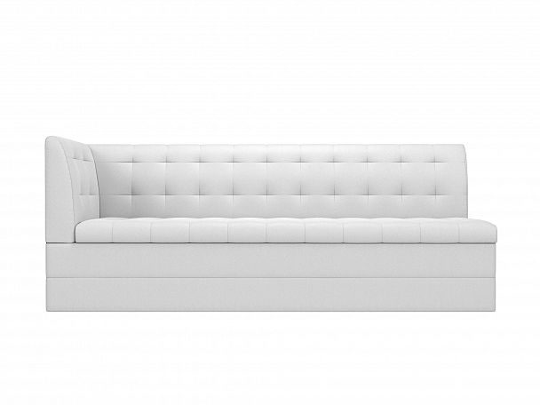 Кухонный диван Бриз с левым углом (полностью экокожа белая) - Вид 2