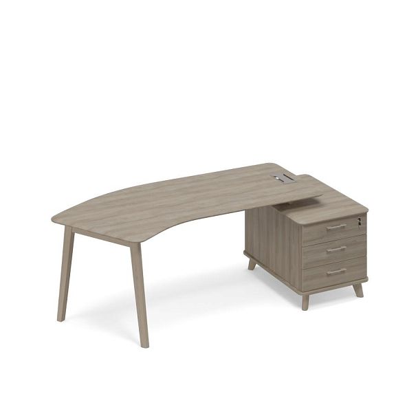 Стол руководителя правый тумба малая (тип 5) WOOD эргономичный Time wood ТМ В2 130 ВЛ ВЛ ВЛ вяз либерти - Вид 1