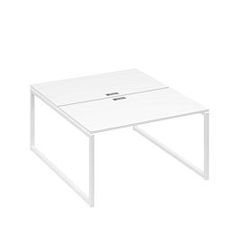 Рабочая станция QUATTRO (2х140) опоры металлокаркас A4 А4 Б4 177 БП белый премиум / металлокаркас белый - Фото предпросмотра