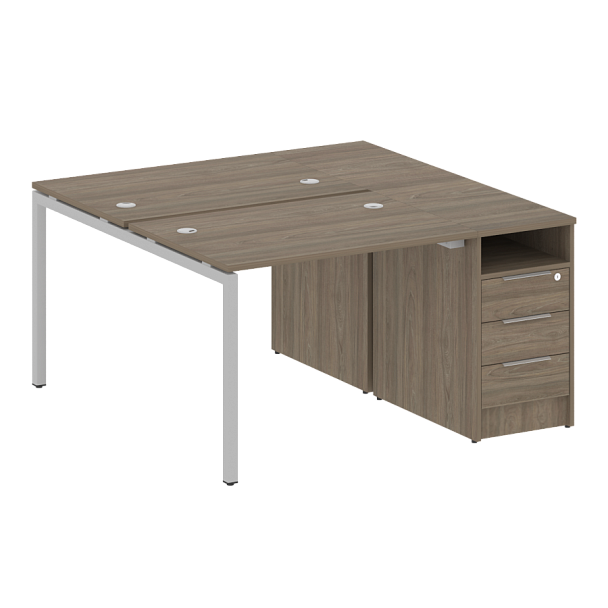 Metal System Quattro Р. ст. с тумбой на П-образном м/к 40БП.РС-СТП-2.1 Вяз/Серый металл 1412*1475*750 - Вид 1