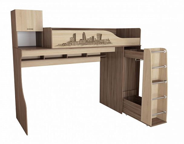 Кровать-чердак Орион (2100х2405х1090) ясень шимо/дуб сонома - Вид 1