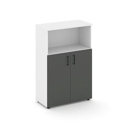 Style Project Шкаф средний широкий SN.STS-201 Белый/Белый/Антрацит/Черный Ручки 796*400*1203 - Фото предпросмотра