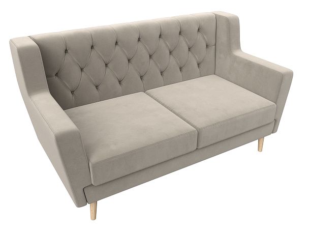 Прямой диван Брайтон 2 Люкс (полностью микровельвет бежевый) - Вид 5