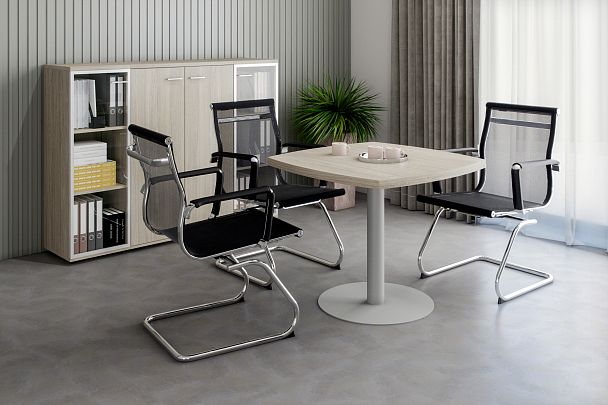 Приставка боковая Wing малая 500х856х750, левая / цвет: дуб темный, опора табулярная серебрянный металлик - Вид 2