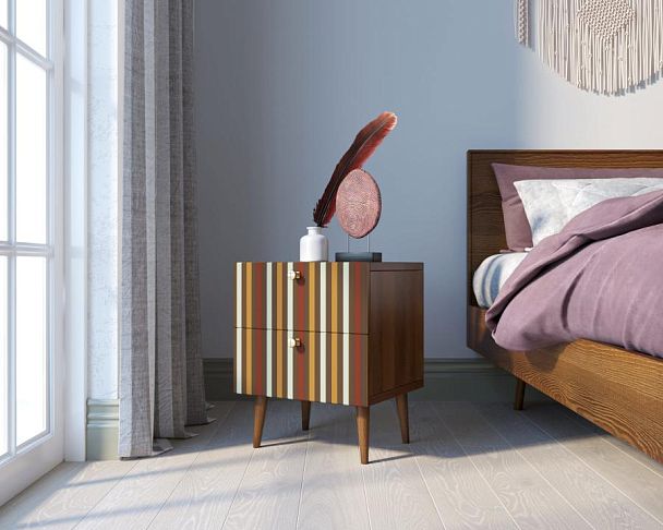 Тумбочка Berber с двумя ящиками 20 принт арт BB03/Print_20, разноцветная - Вид 3