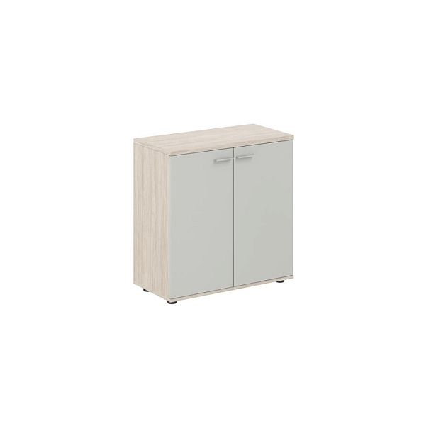 Шкаф низкий 800х400х825, 2-х дв., з.ст HDF / корпус: дуб светлый; фасады: серый бархат Сигма / Sigma - Вид 1