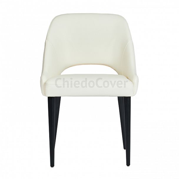 Стул Мила, светло серая экокожа, черные ножки - Вид 3