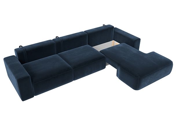 Диван угловой Лига-036 НПБ Классик Лонг правый угол Велюр синий - Вид 7
