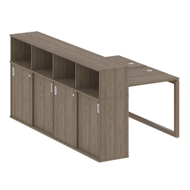 Metal System Quattro Р. ст. с шкафом-купе на О-образном м/к 50БО.РС-СШК-4.1 Т Вяз/Мокко металл 1410*2332*1098 - Вид 1