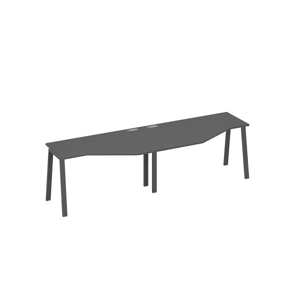 Рабочая станция столы (2х140) эргономичными Техно каркас TRE A4 А4 Б3 053-2 БП антрацит премиум / металлокаркас антрацит - Вид 1