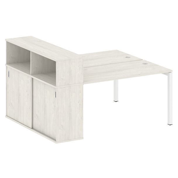 Metal System Quattro Р. ст. с шкафом-купе на П-образном м/к 50БП.РС-СШК-2.3 Т Дуб наварра/Белый металл 1810*1475*1098 - Вид 1