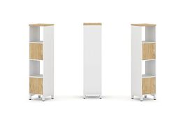 Стайл Проджект Набор стеллажа 1 сторон., 4 яр. SN.NS-411 Белый/Тиквуд Светлый/Металл Белый 387*400*1 - Фото предпросмотра