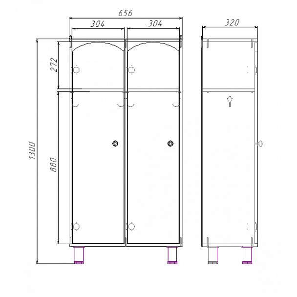 Шкафчик для одежды 2-секционный малый (бук) - Вид 2