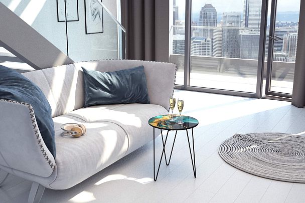 Столик журнальный Sheffilton SHT-CT27 королевский синий/черный муар - Вид 10