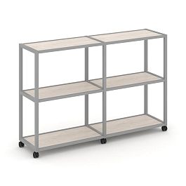 Shelf Mobile Стеллаж 3 уровня 2 секции VR.LT-STK-311.08 Денвер Светлый/Металл Серый 1570*400*1046 - Фото предпросмотра