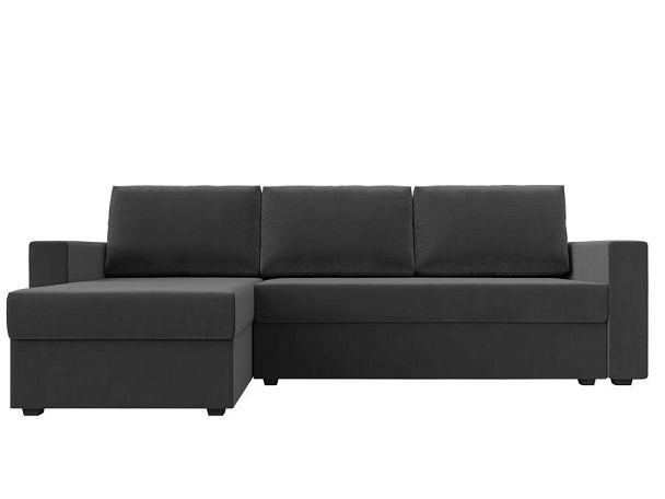 Угловой диван Траумберг Лайт левый (полностью велюр серый) - Вид 2