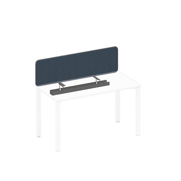 Экран настольный фронтальный тканевый с мягким наполнителем с кабель-каналом Elevo А1 ЧР 877.01 BA40 синий (Bahama Denim) / черный гладкий - Вид 1